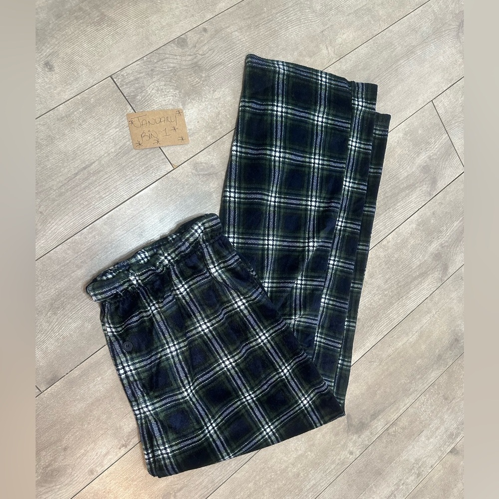 Preswick & Moore Premium Men’s Plaid Pajamas Silky Fleece XL Navy Green - Picture 10 of 16